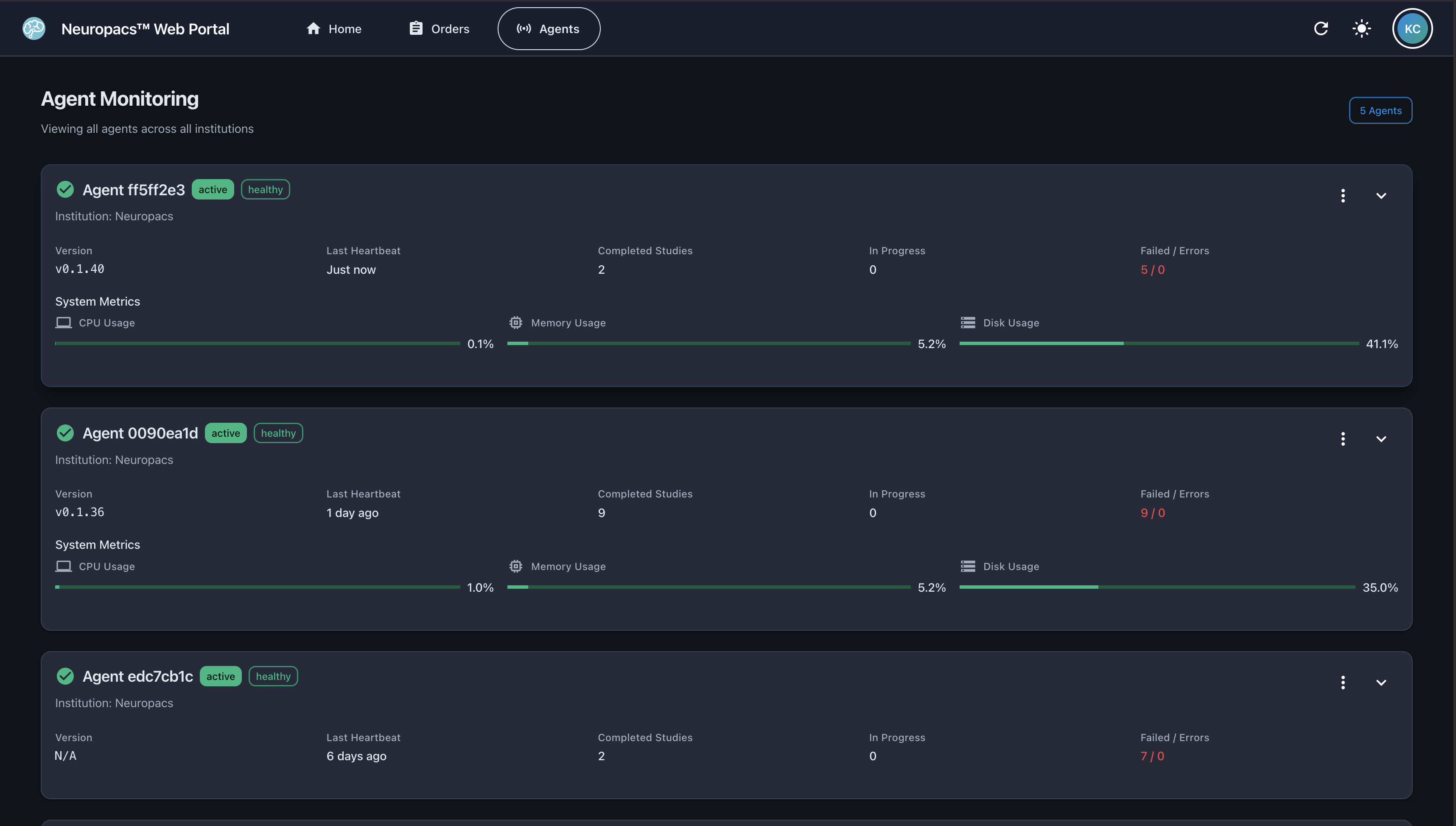 Agent Management Page