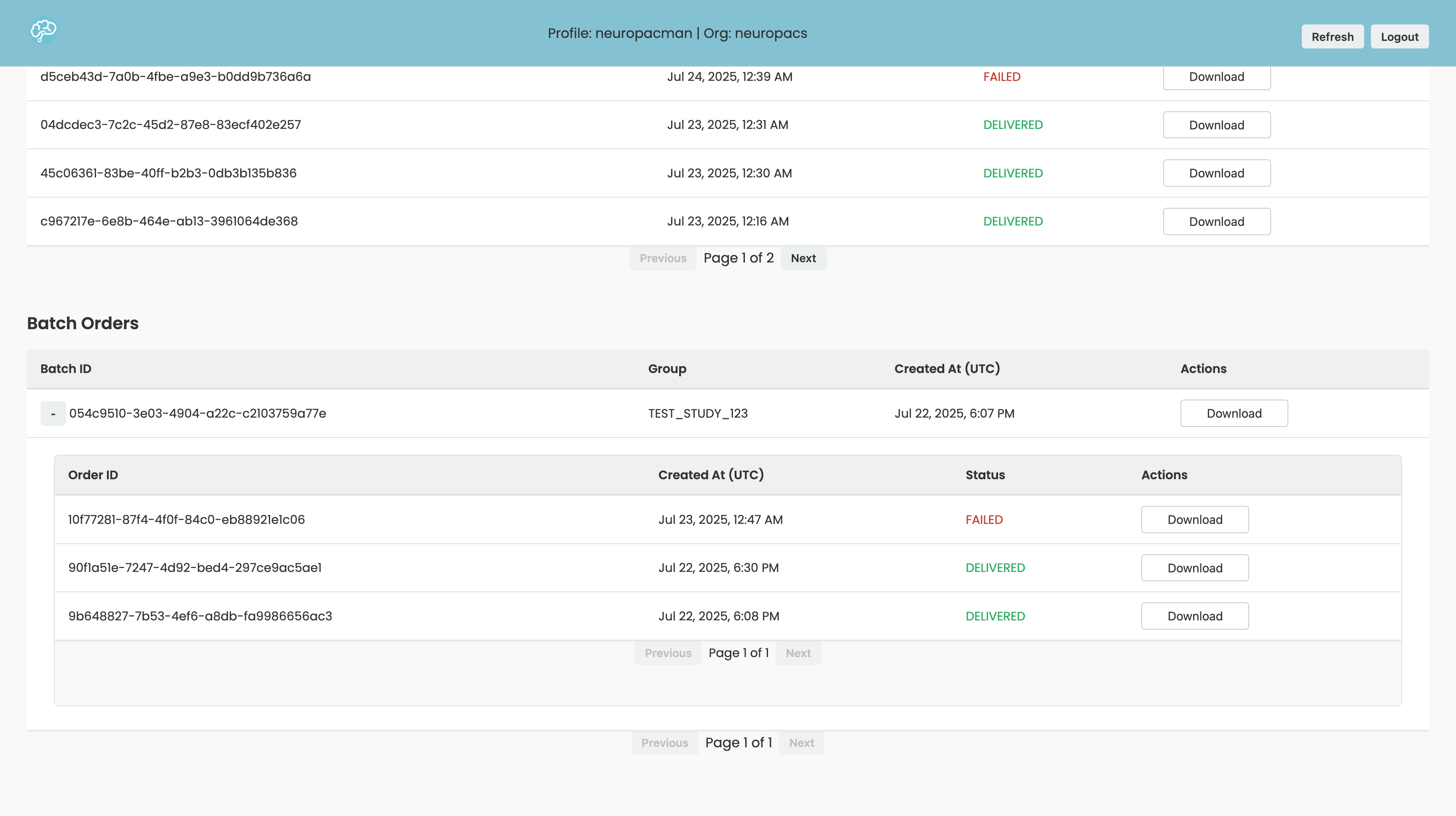 Batch Order View Expanded